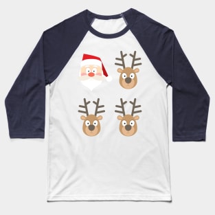 Santa and Reindeers Baseball T-Shirt